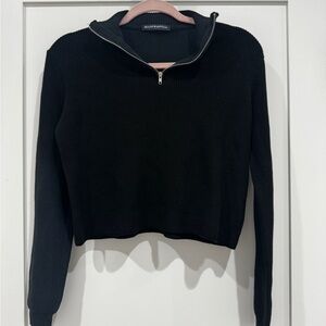Brandy Melville Black Quarter-Zip Sweater